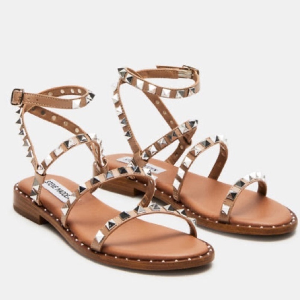 Women’s Tan Steve Madden Studded Strap Sandals Size 8.5